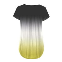 Ženske vrhove bluza Žene kratki rukovi Ležerne cipele s prugaste majice V-izrez ljeto žute m