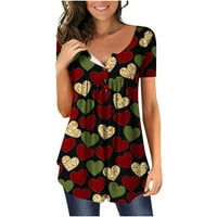 Ženske majice kratki rukav vrhovi sakrij trbuh tuničke majice srca Ispiši casual henley slobodne haljine bluze