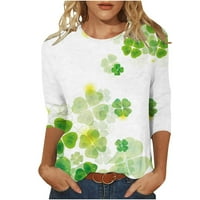 Dnevne košulje sa svetom Patricku za žene Clearence slatka zelena djetelina grafički rukav ljetni vrhovi za odmor za odmor majica majica slobodna comfy bluza zelena # m