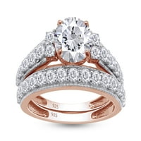 CT okrugli Cut Cubic cirkonije Angažman godišnjice Bridalni prsten za žene u 14K ružino pozlaćeno zeleno srebro -5.5