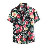 Muškarci Hawaii Šticnu majicu Muškarci Ljetni vrh Velike veličine Rever Ispis Okrug Cvjel Casual Scroeve