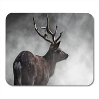 Smeđi lovački jelen u maglu Crveni luk iz bijele buke silhouete MousePad Mouse jastučić za miša