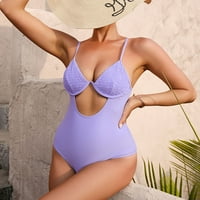 Ženski kupaći kostimi Tummy Control plus veličina kupaći kostim seksi čvrsta boja šuplji izrezani sloj srušili sljevani komad kupališta