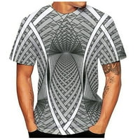 Luiyenes okrugli dizajn Kratki tisak 3D rukav bluza uništiti majica Top izrez muške bluze