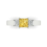 1. CT Sjajno princeze simulirani žuti dijamant 14k bijelo zlato 3 kamene prstene veličine 3,75