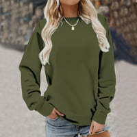 Wyongtao ženska posadna košulja pulover casual labav ugradbeni vrhovi dugih rukava meka bluza tunika majica vojska zelena m