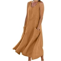 Giligiliso ženska ljetna casual puna boja bez rukava bez rukava duga haljina