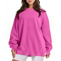 T majice za žene labavi fit modni ženski casual dugih rukava okrugli vrat dame dukserice na vrhu bluza prodaja ili čišćenje vruće ružičaste