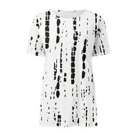 Huachen Womens Ljetni modni retro tiskani okrugli vrat kratki rukav ležerni majica