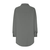 Majice s dugim rukavima Sinimoko za žene niz dugi majica čipkaste bočne majice Ležerne prilike, puna bluza Grey XXXL