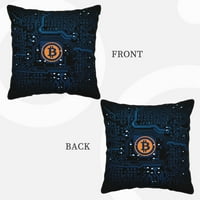 Velvet Dekorativni jastuk za bacanje na poklopci 2, mekog kvadratnog jastuka s nevidljivim zatvaračem Bitcoin BTC kriptorurcy štampanje, 16 x16