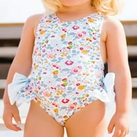 Qinghua Toddler Baby Girls cvjetni jedno kupaći kostimi Bowknot Ruffled Cross Backlex kupaći kupaći