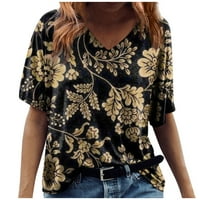 Hanas ženske gornje modne ljetne žene modne casual vrhove tiskane majice s kratkim rukavima V majice