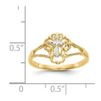 14K dvotonski zlatni real dijamantski rezan prsten