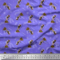 SOIMOI poliester Crepe tkanina zvijezda, nož i cirkuski pas crtani dekor dekorsko dekorsko tiskoplovno dvorište široko