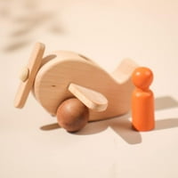 Drvene avionske igračke - Drvena aviona Reprodukcija - Igračke za vazdušni prevoz Igračke za vezne motoričke veštine za 3+ godinu Otvorena plava za mališane za dijete, bebe, dječake i djevojke