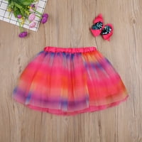 Kids Girls Rainbow Tutu suknja 3-sloj tulle princeze baleta sa bowknot set za kosu