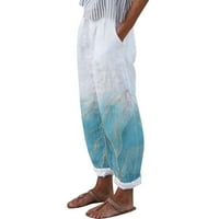 Cyan Omen casual džepovi elastične struke čvrste hlače labave pantalone duge pantalone