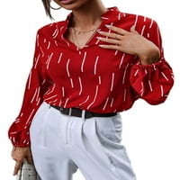 Beiwei žene labavo lagane majice baggy casual tunika bluza dame prugasta poslovna majica crvena l