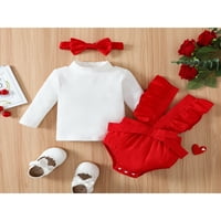 Wybzd Novorođena djevojka jesenski set pamučni rebrasti gornji tisak kombinezona odijela za kosu odjeća za djecu Djevojka odijelo crvena 0- mjeseci