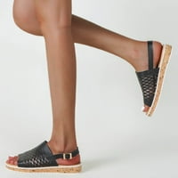 Ženske cipele cipele Ljeto ravna pete guste pune šuplje prozračne sandale velike veličine crne 8.5