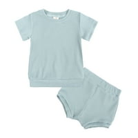 Dečiji dečji dečji dečki dečki slatki rebrasti Soild Short rukavi Top kratke hlače Pajamas Outfits Set
