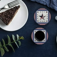 Američki zastava Star Stripes set okruglog coastera za piće, upijajući keramički kamen podmetač za čaše sa plutom za kućnu kuhinju Kuhinjom kafe Dekor za stol za kavu