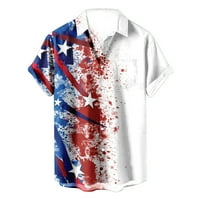 Košulje za muškarce Američka zastava Patriotske majice za muškarce 4. jula muške majice kratkih rukava bijele boje