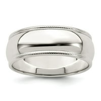 Čvrsta srebrna srebrna klasična kupola Milgrain vjenčani prsten veličine 4,5