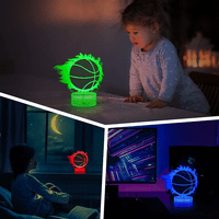 Noćna lampica košarkaška lampica 3D LED noćna lampa, promjena boje zatamnjenja zatamnjenja i dodirnu kontrolu, košarkaški ventilatori Idealni odmor Rođendani Božićni poklon za dječake