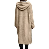 Zimski kaputi za žene Jerdar žene dugih rukava od pune kožne jakne, topli dugi kardigan kaput, duksevi