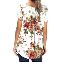Ženski ljetni kratki rukav Dressy casual V-izrez T-majice cvjetna bluza za print za posao