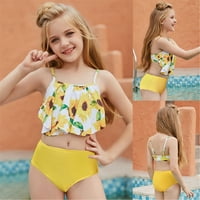 Lovskoo Toddler Girls Suncokretorni kupaći kupaći odmor Holiday Slatko Print Bikini set dva kupaća odijelo Žuto