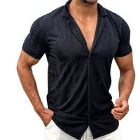 FSQJGQ 3D štampana havajska majica za muškarce kratki rukav casuni majica dolje majica labava bluza Ljetni vrhovi crni xxl