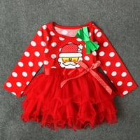 Lovebay Toddler Djevojka Božićna haljina za zabavu Polka točkasti Bowknot Dugi rukav Tutu Tulle Haljine
