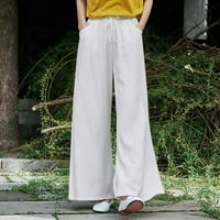 Simu ženski casual pantalone hlače džep elastični prozračni pantaloni labavi pamučni i posteljine ženske