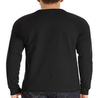 Prednjeg swalk muns Henley V izrez na vratu Majice Ležerne prilike sa labavim fit majicom Jednobojna boja crno-dugih rukava m