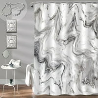 Siva mramorna zavjesa za tuširanje, sažetak granitna mramorna tkanina za zavjese za tuširanje, moderna luksuzna umjetnost Vodootporna tuš za tuširanje postavljen jedinstveni kupatilica, bijela siva, 72x72