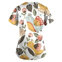 Ženski vrhovi bluza Grafički otisci Kratki rukav Radna odjeća Dame Ljetna tunika vrhova V-izrez Moda
