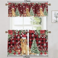 Gooory Slot Top Kitchen Valance Božićni kafe Tier Scals Xmas Kratki prozor Still Stick Polupansion Panel