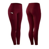 Žene Stretch kompresije Sportske odjeće Casual gamase hlače sa džepom crvenim m