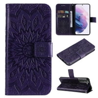 Elepower za Galaxy S futrolu sa držačem kartice, reljefnim magnetskim novčanikom mekom TPU + PU kožni