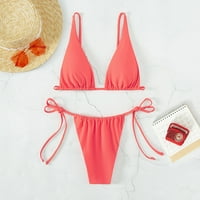 Ženski Split Hollow Cross Strap Solid Boja Bikini kupaći kostim crveni l