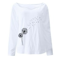 Majice Labakihah za žene Jesen i zima Nova tiskana majica Ženska modna casual vrhova bijela