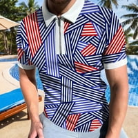 Polo košulje za muškarce Proljeće Ljeto kratki rukav patentni zatvarač Lapel Striped Print Casual T