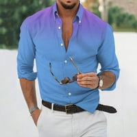 Dizajnerski proljetni ljetni muški casual 3D Halloween Tipka Havajska bluza s dugim rukavima Blue M