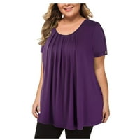 Strungten Žene Solidne boje plus veličine vrhova kratkih rukava Flowy majica bluza Tunic Tops Maxi haljine