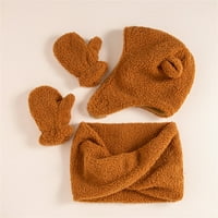 Shulemin set 1- godina baby beanie šal rukavice uši ujedini lagani pahuljivi plišani šešir za vanjsku,
