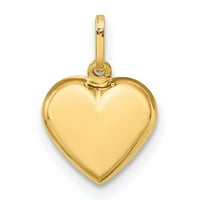 Karat u karatsu 14k žuti zlatni polirani 3-d natečeni srčani privjesak šarm sa 10k žutom zlatnom laganom užad ogrlicu 20 ''