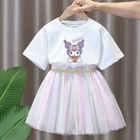 Sanrio T Majica Nasled suknje Kuromi Kawaii Girl Crtiato Modna kratka rukava mreža za princeze Dječja